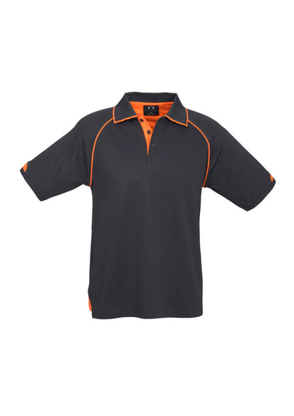 Biz Collection Mens Fusion Short Sleeve Polo - Grey/Fluoro Orange
