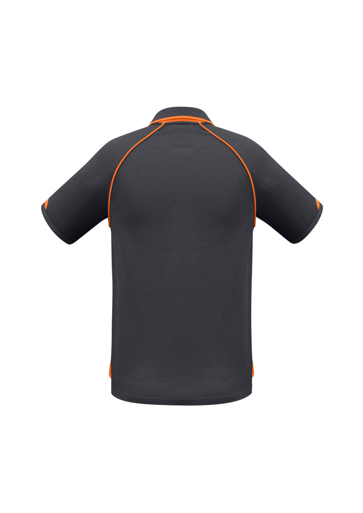 Biz Collection Mens Fusion Short Sleeve Polo - Grey/Fluoro Orange