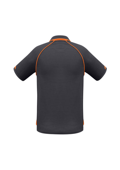 Biz Collection Mens Fusion Short Sleeve Polo - Grey/Fluoro Orange