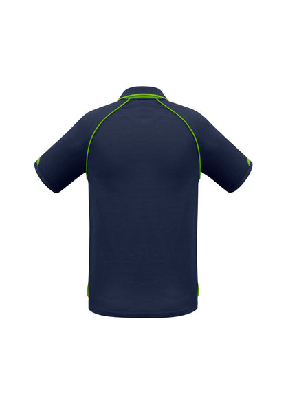 Biz Collection Mens Fusion Short Sleeve Polo - Navy/Fluoro Yellow/Lime