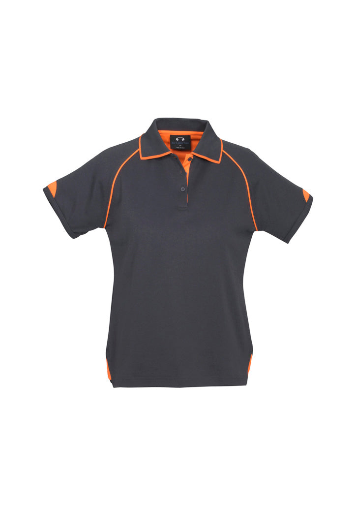 Biz Collection Womens Fusion Short Sleeve Polo - Grey/Fluoro Orange