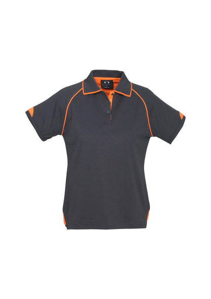 Biz Collection Womens Fusion Short Sleeve Polo - Grey/Fluoro Orange