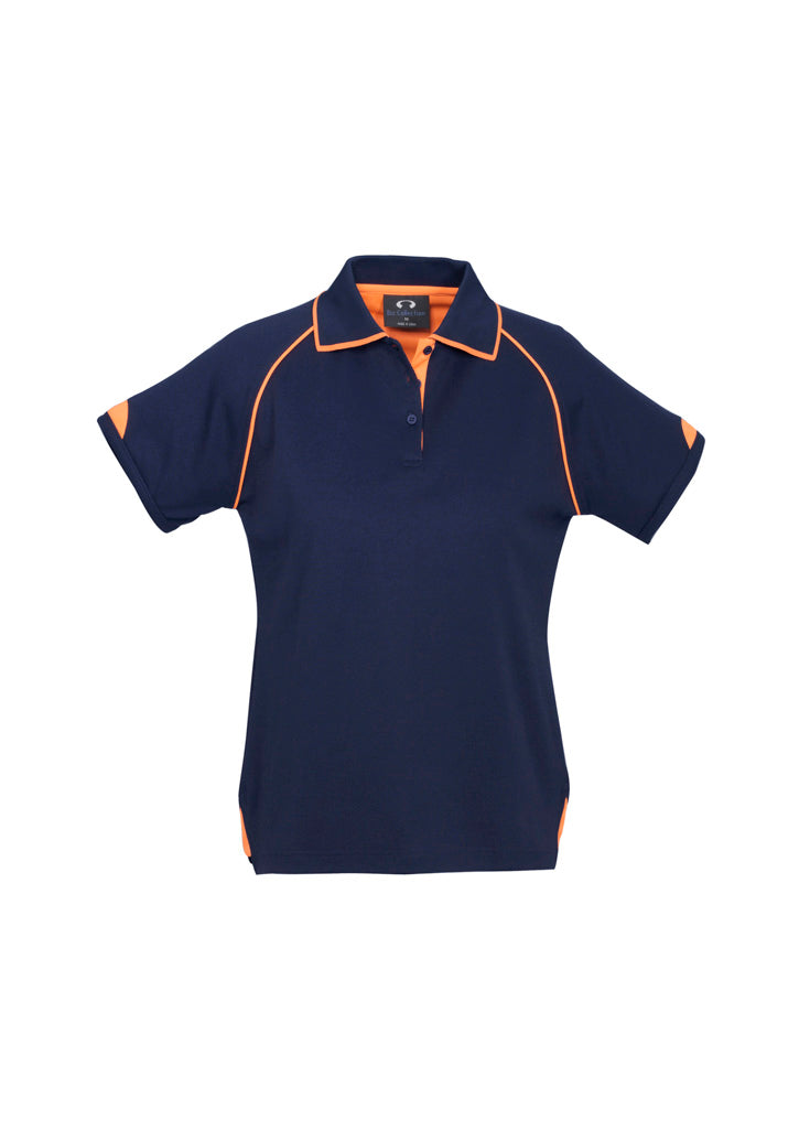 Biz Collection Womens Fusion Short Sleeve Polo - Navy/Fluoro Orange