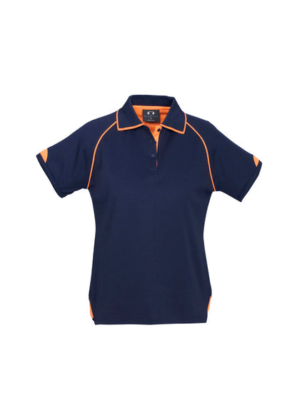 Biz Collection Womens Fusion Short Sleeve Polo - Navy/Fluoro Orange
