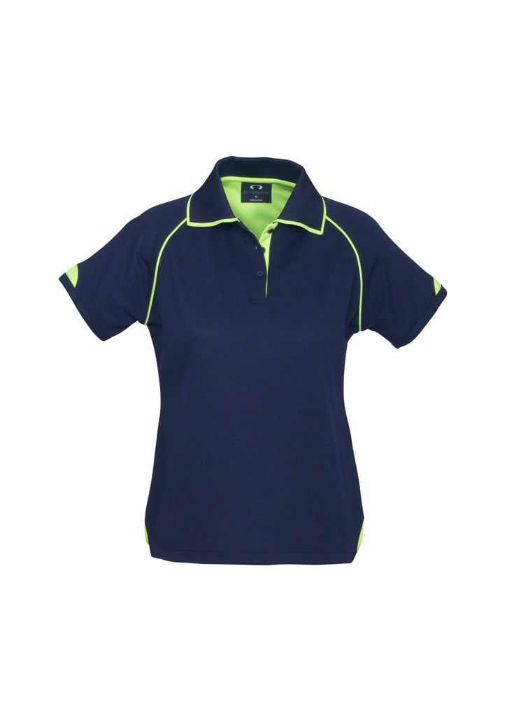 Biz Collection Womens Fusion Short Sleeve Polo - Navy/Fluoro Yellow/Lime