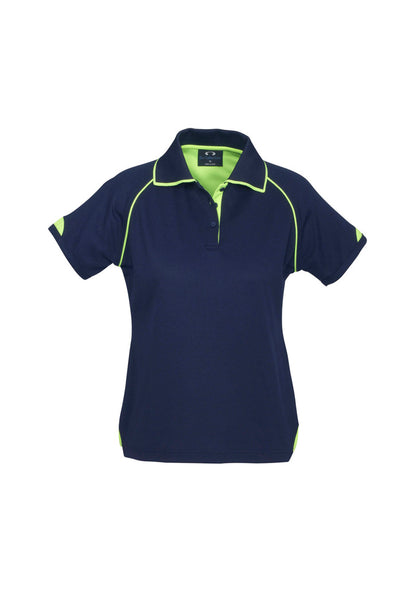 Biz Collection Womens Fusion Short Sleeve Polo - Navy/Fluoro Yellow/Lime