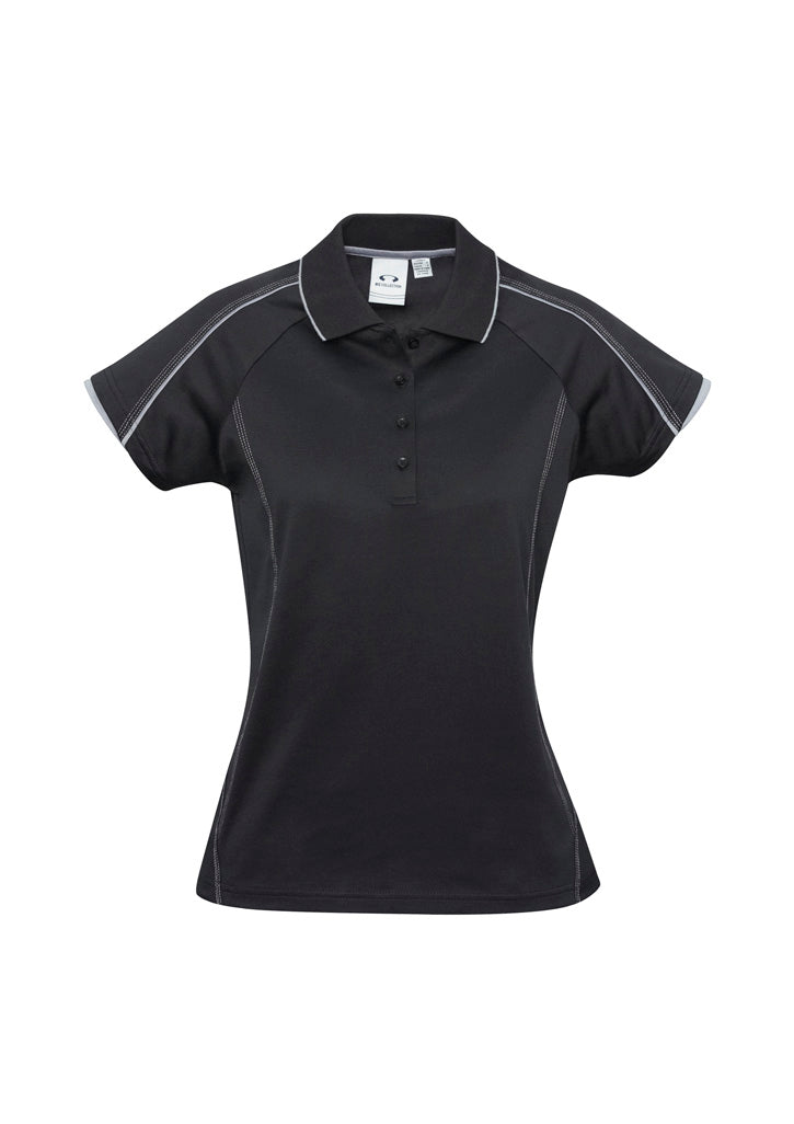 Biz Collection Womens Blade Short Sleeve Polo - Black/Silver Grey