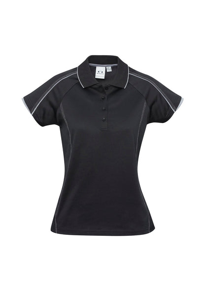 Biz Collection Womens Blade Short Sleeve Polo - Black/Silver Grey