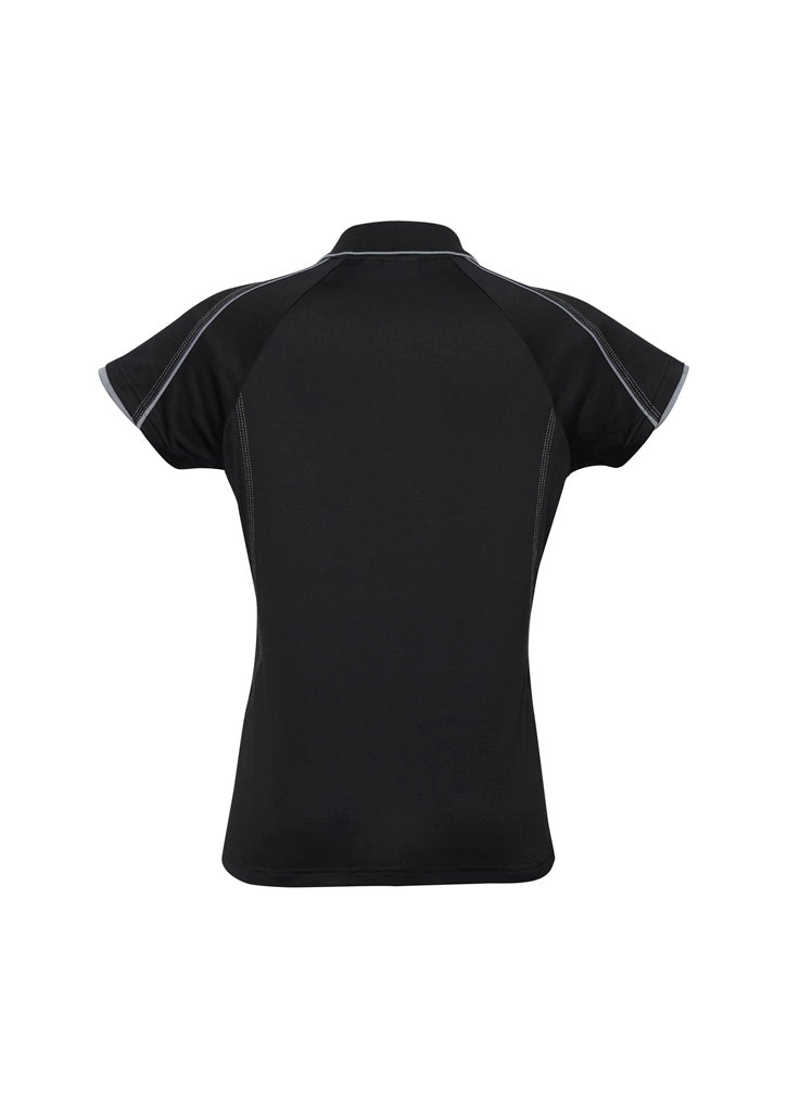 Biz Collection Womens Blade Short Sleeve Polo - Black/Silver Grey