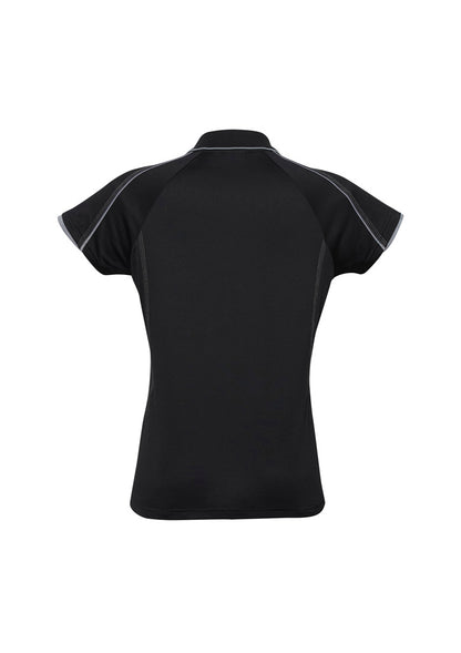 Biz Collection Womens Blade Short Sleeve Polo - Black/Silver Grey