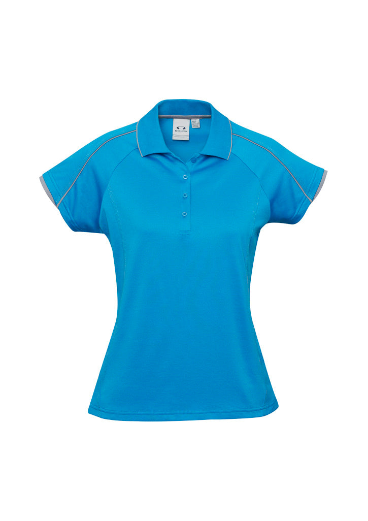 Biz Collection Womens Blade Short Sleeve Polo - Cyan/Silver Grey