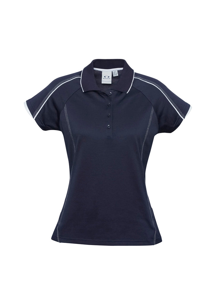 Biz Collection Womens Blade Short Sleeve Polo - Navy/White