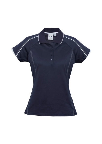 Biz Collection Womens Blade Short Sleeve Polo - Navy/White