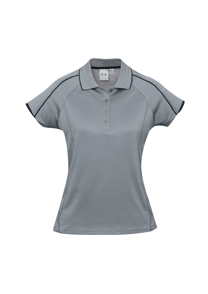 Biz Collection Womens Blade Short Sleeve Polo - Silver Grey/Black