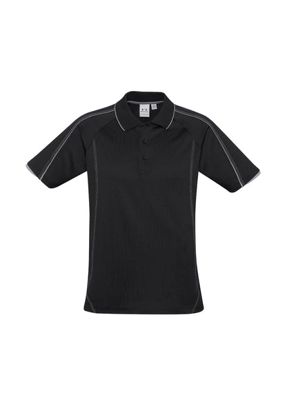 Biz Collection Mens Blade Short Sleeve Polo - Silver Grey/Black