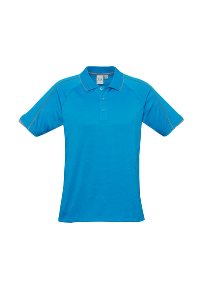 Biz Collection Mens Blade Short Sleeve Polo - Cyan/Silver Grey