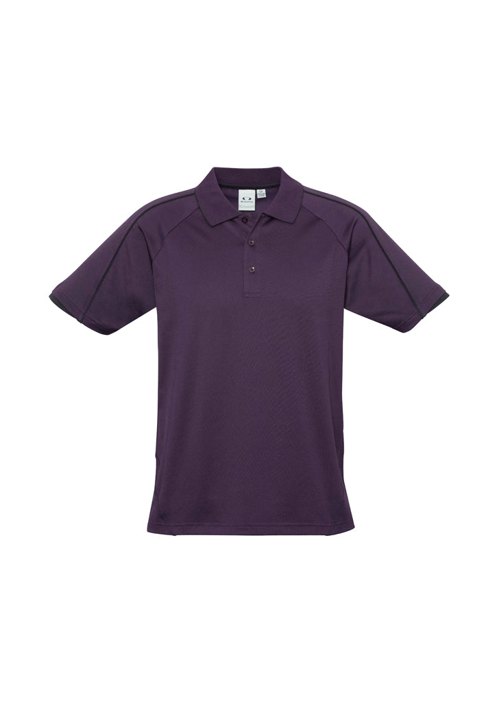 Biz Collection Mens Blade Short Sleeve Polo - Grape/Black