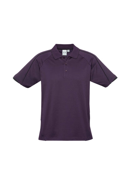 Biz Collection Mens Blade Short Sleeve Polo - Grape/Black