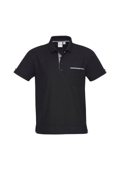 Biz Collection Mens Edge Short Sleeve Polo - Black/Check