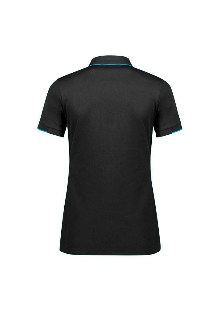 Biz Collection Womens Focus Short Sleeve Polo - Black/Cyan