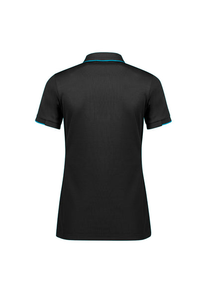 Biz Collection Womens Focus Short Sleeve Polo - Black/Cyan