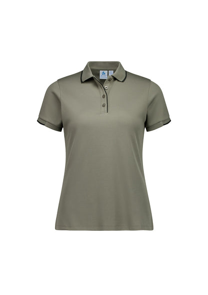 Biz Collection Womens Focus Short Sleeve Polo - Taupe/Black