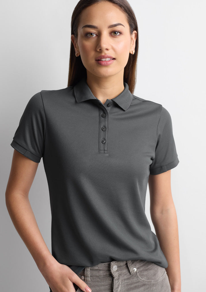 Biz Collection Womens Focus Short Sleeve Polo - Charcoal/Charcoal