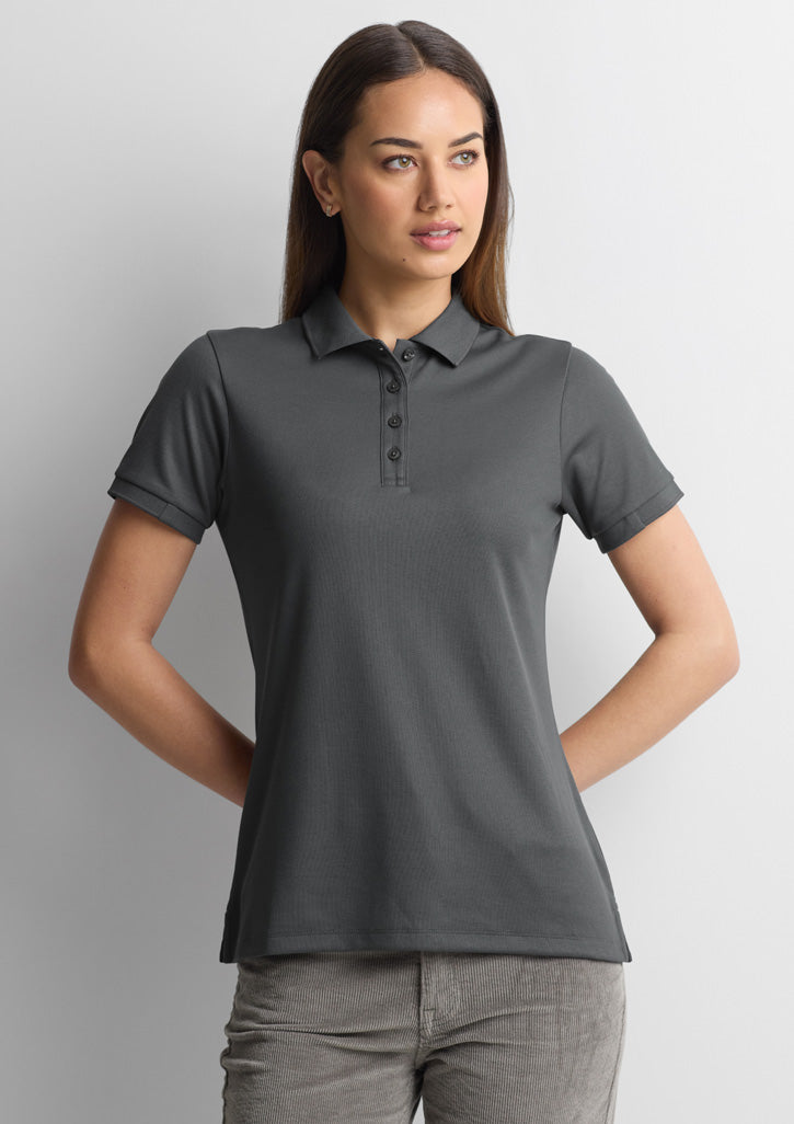 Biz Collection Womens Focus Short Sleeve Polo - Charcoal/Charcoal