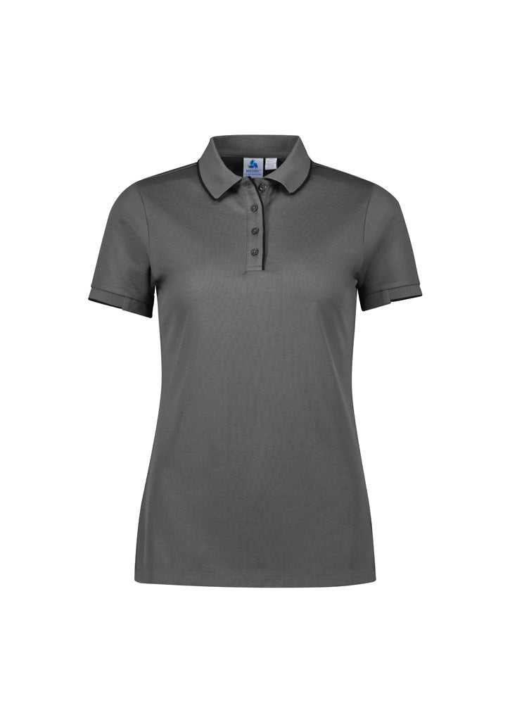 Biz Collection Womens Focus Short Sleeve Polo - Ash/Black