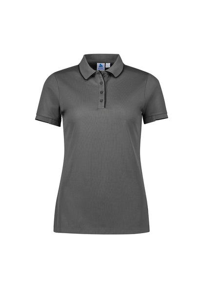 Biz Collection Womens Focus Short Sleeve Polo - Ash/Black