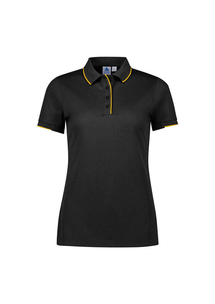 Biz Collection Womens Focus Short Sleeve Polo - Black/Gold