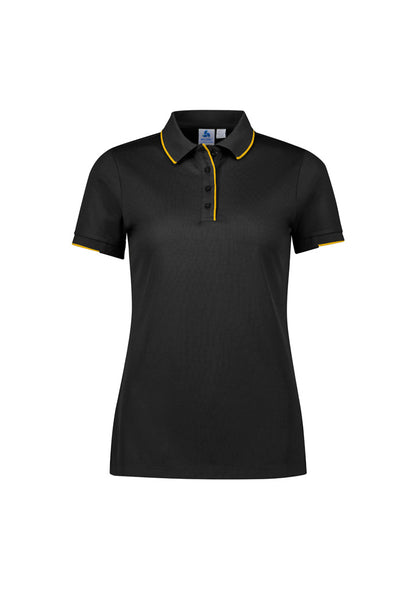 Biz Collection Womens Focus Short Sleeve Polo - Black/Gold
