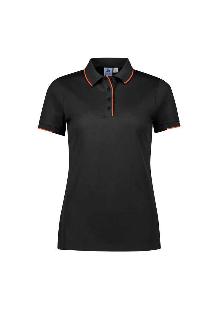 Biz Collection Womens Focus Short Sleeve Polo - Black/Orange