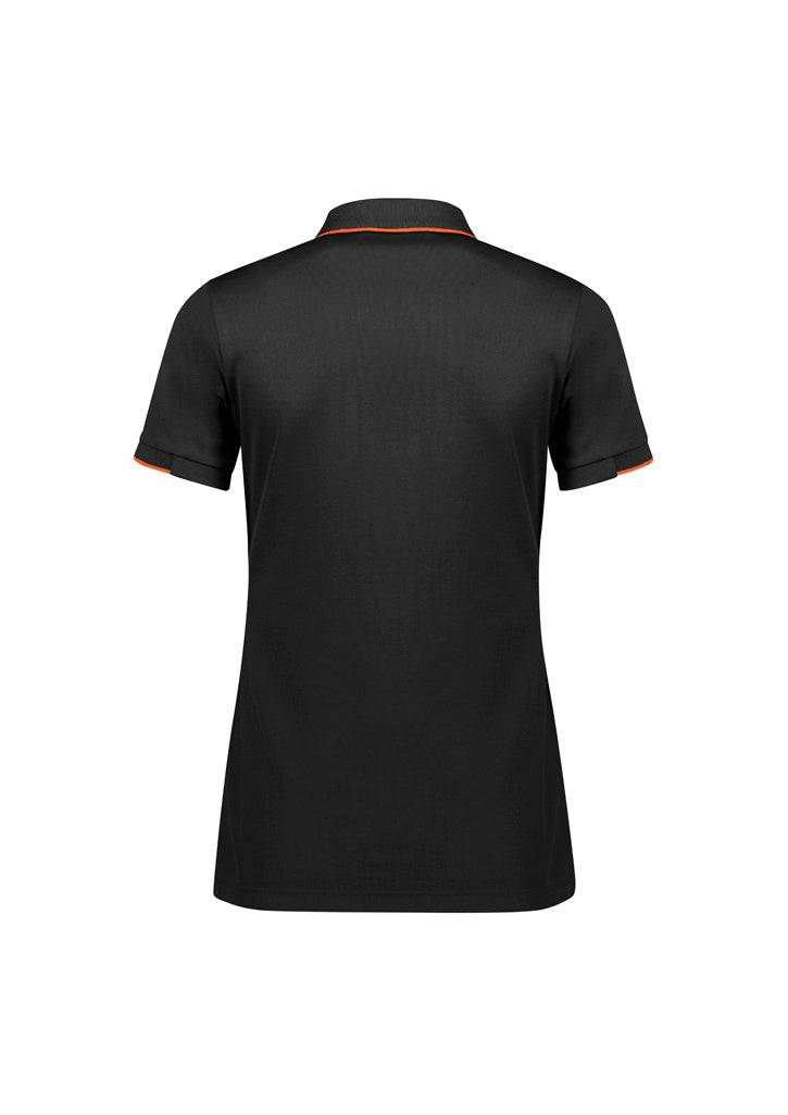 Biz Collection Womens Focus Short Sleeve Polo - Black/Orange