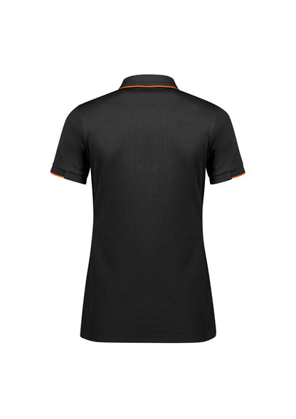 Biz Collection Womens Focus Short Sleeve Polo - Black/Orange