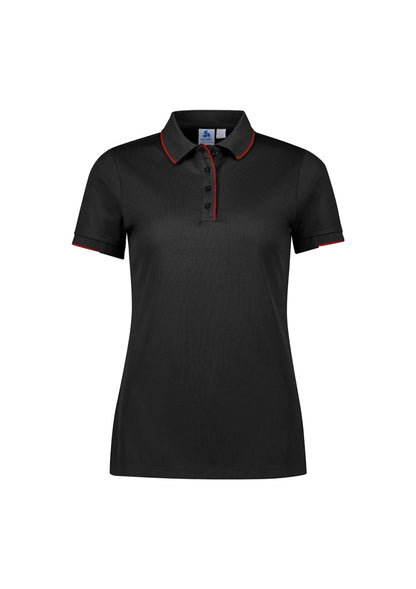 Biz Collection Womens Focus Short Sleeve Polo - Black/Red