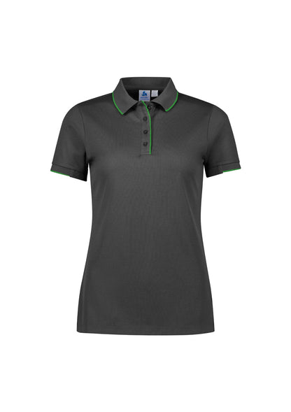 Biz Collection Womens Focus Short Sleeve Polo - Grey/Fluoro Lime