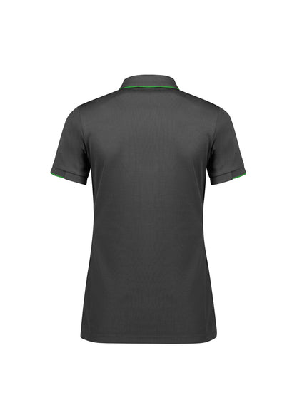 Biz Collection Womens Focus Short Sleeve Polo - Grey/Fluoro Lime