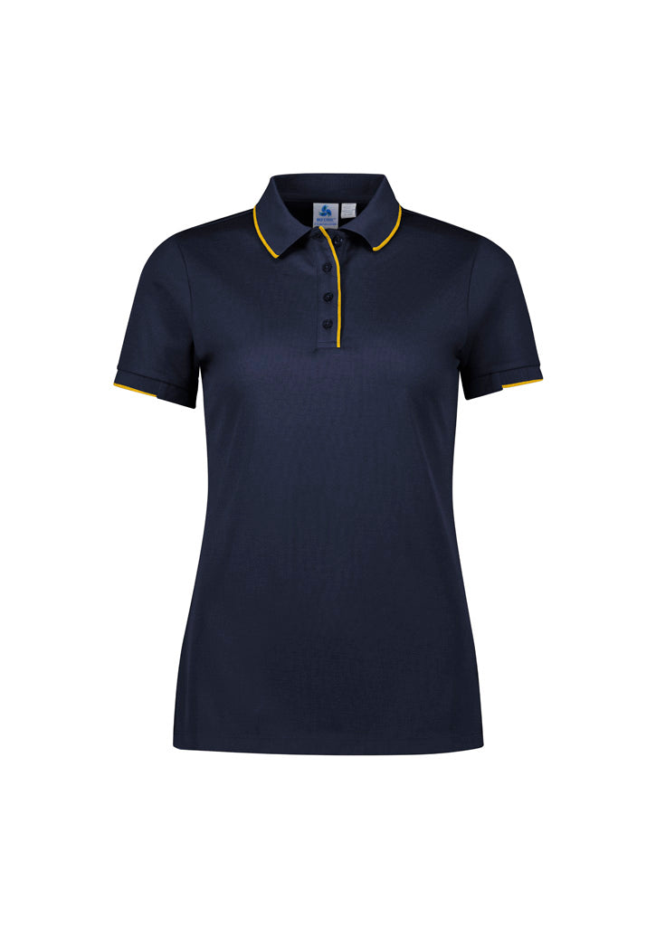 Biz Collection Womens Focus Short Sleeve Polo - Navy/Gold