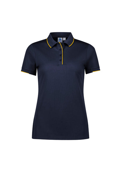 Biz Collection Womens Focus Short Sleeve Polo - Navy/Gold