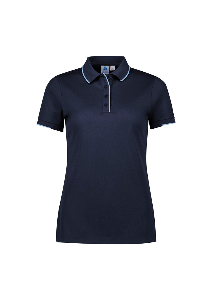 Biz Collection Womens Focus Short Sleeve Polo - Navy/Sky