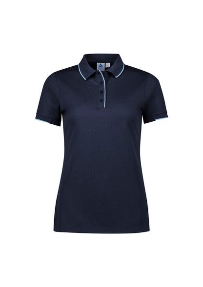 Biz Collection Womens Focus Short Sleeve Polo - Navy/Sky