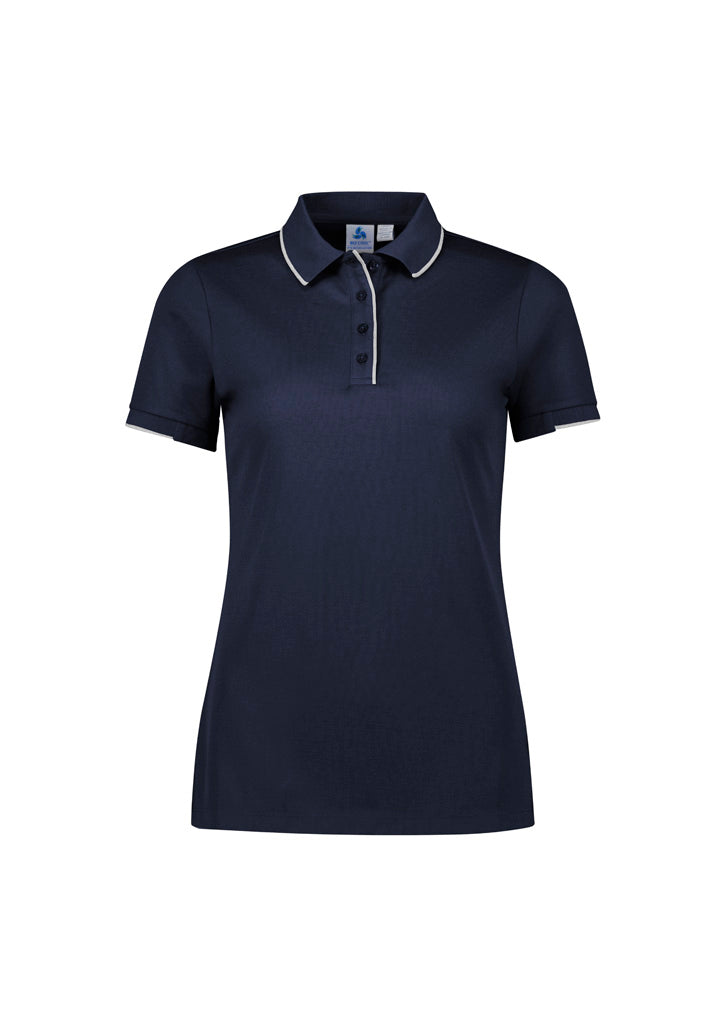 Biz Collection Womens Focus Short Sleeve Polo - Navy/White