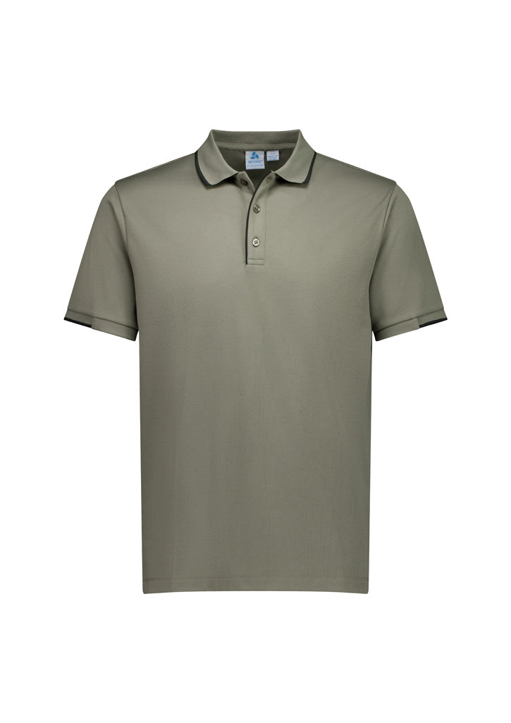 Biz Collection Mens Focus Short Sleeve Polo - Taupe/Black