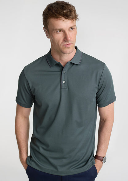 Biz Collection Mens Focus Short Sleeve Polo - Seafoam/Charcoal