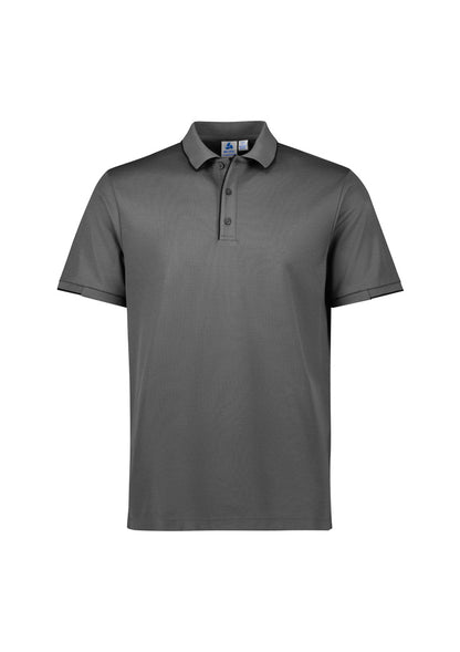 Biz Collection Mens Focus Short Sleeve Polo - Ash/Black