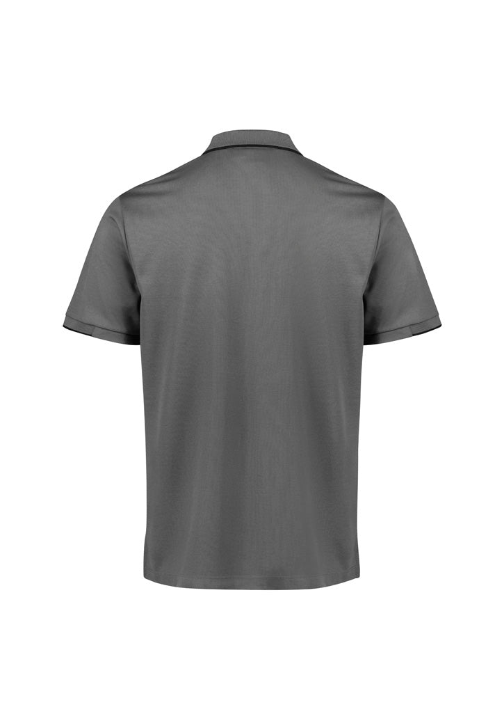 Biz Collection Mens Focus Short Sleeve Polo - Ash/Black