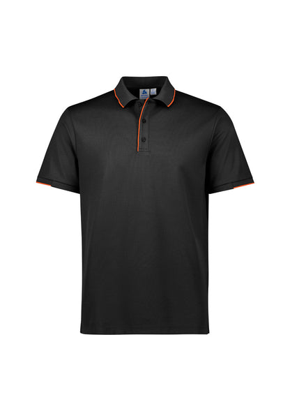 Biz Collection Mens Focus Short Sleeve Polo - Black/Orange