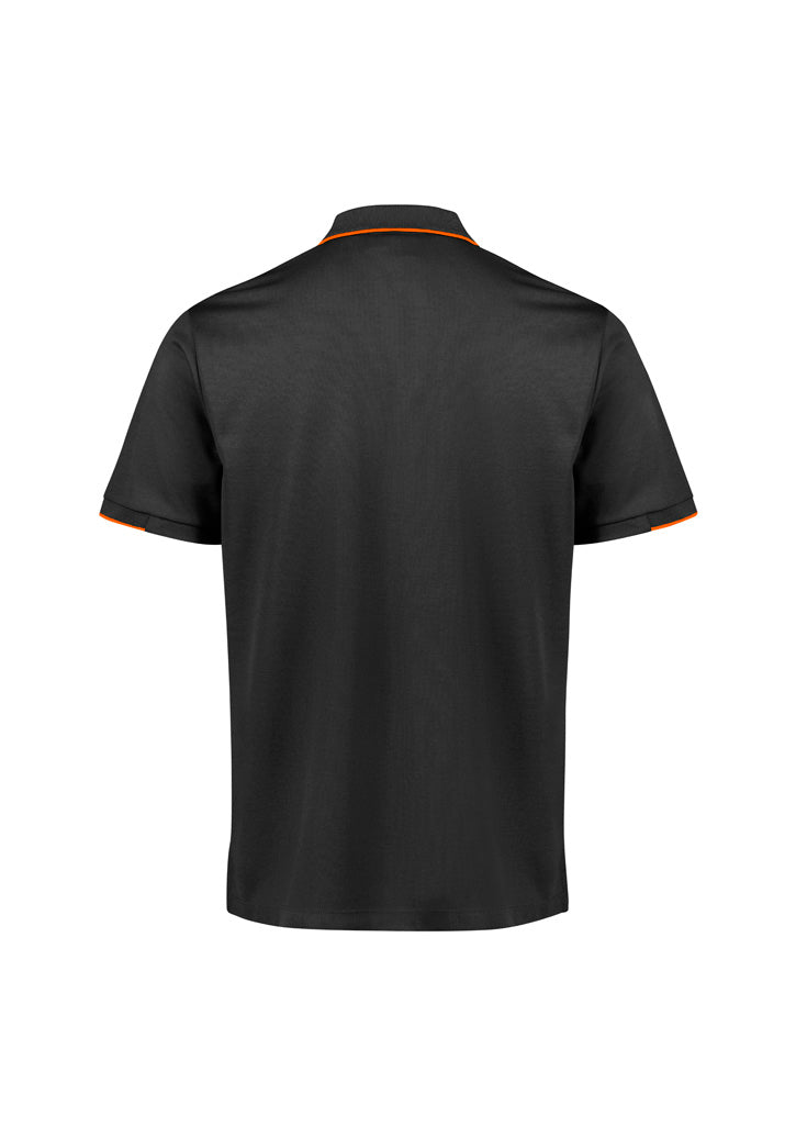 Biz Collection Mens Focus Short Sleeve Polo - Black/Orange