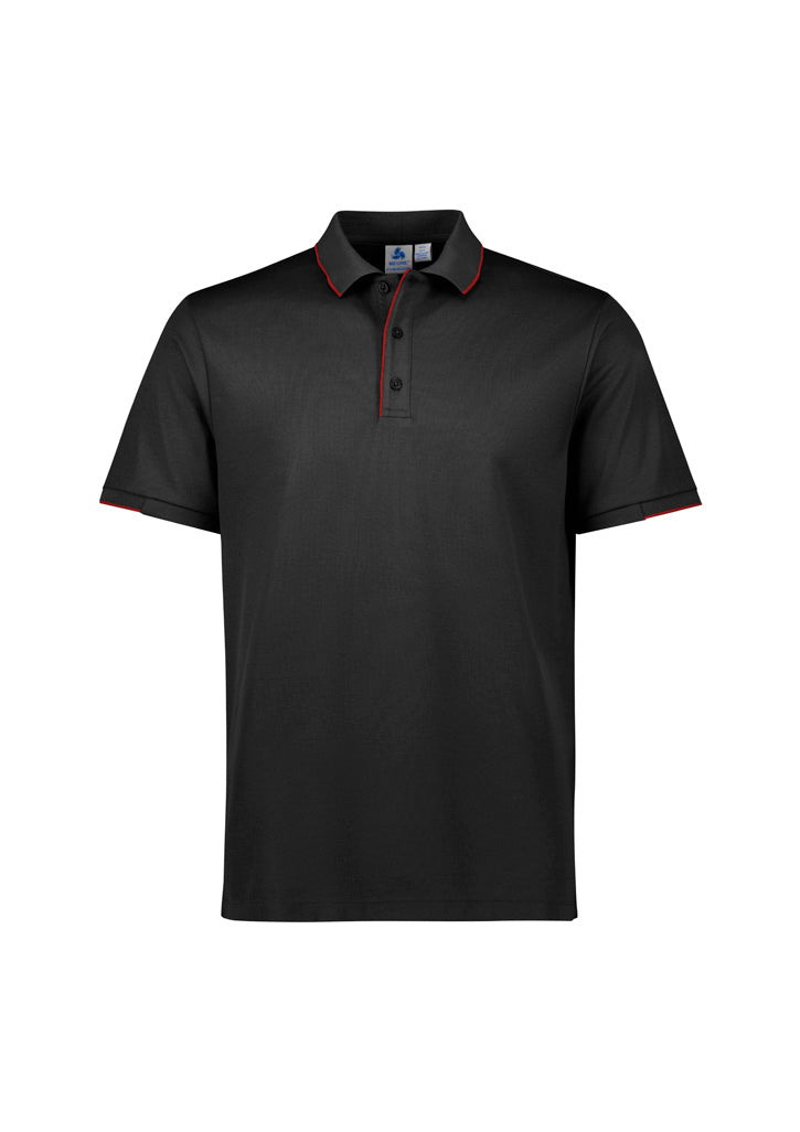 Biz Collection Mens Focus Short Sleeve Polo - Black/Red